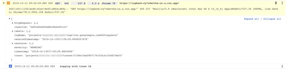 Trace in Stackdriver